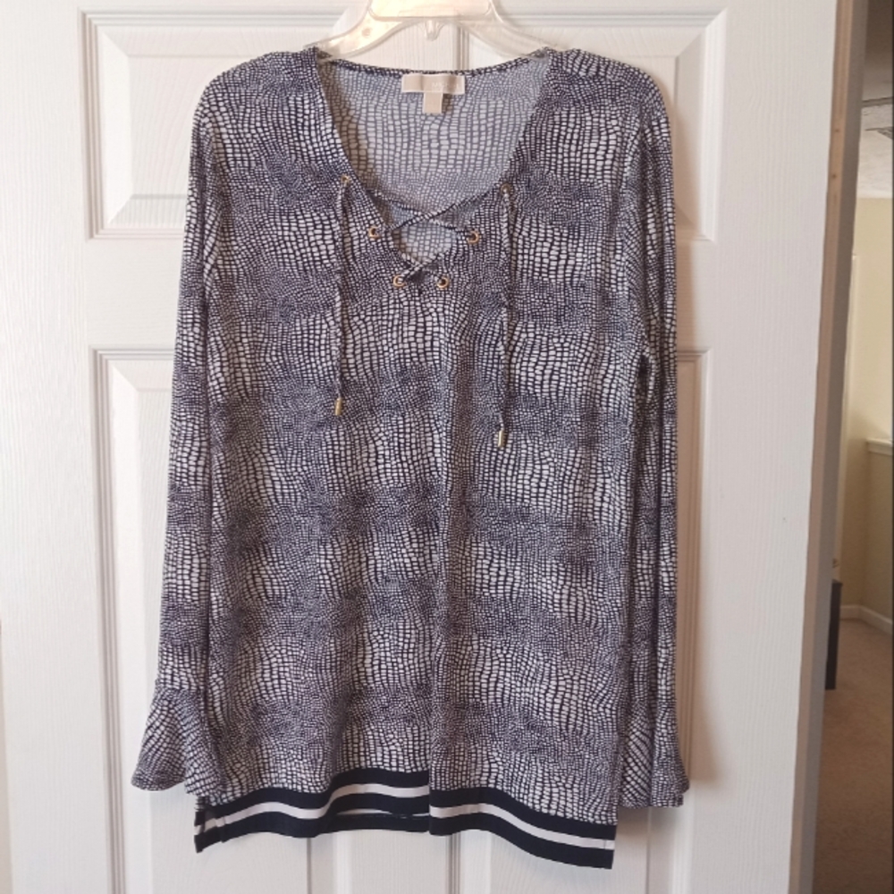 Michael Kors Navy Blue Bell Sleeves Tunic. Large